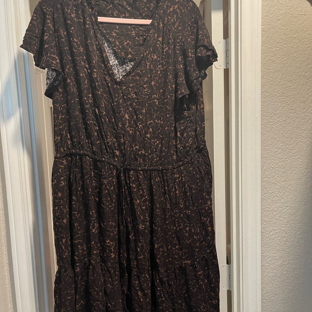 Terra Sky Black and Brown Midi Dress